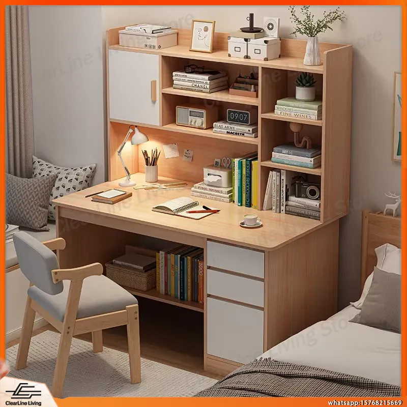 Office Furniture For Small Spaces - Computer Desk with Drawer and Bookshelf