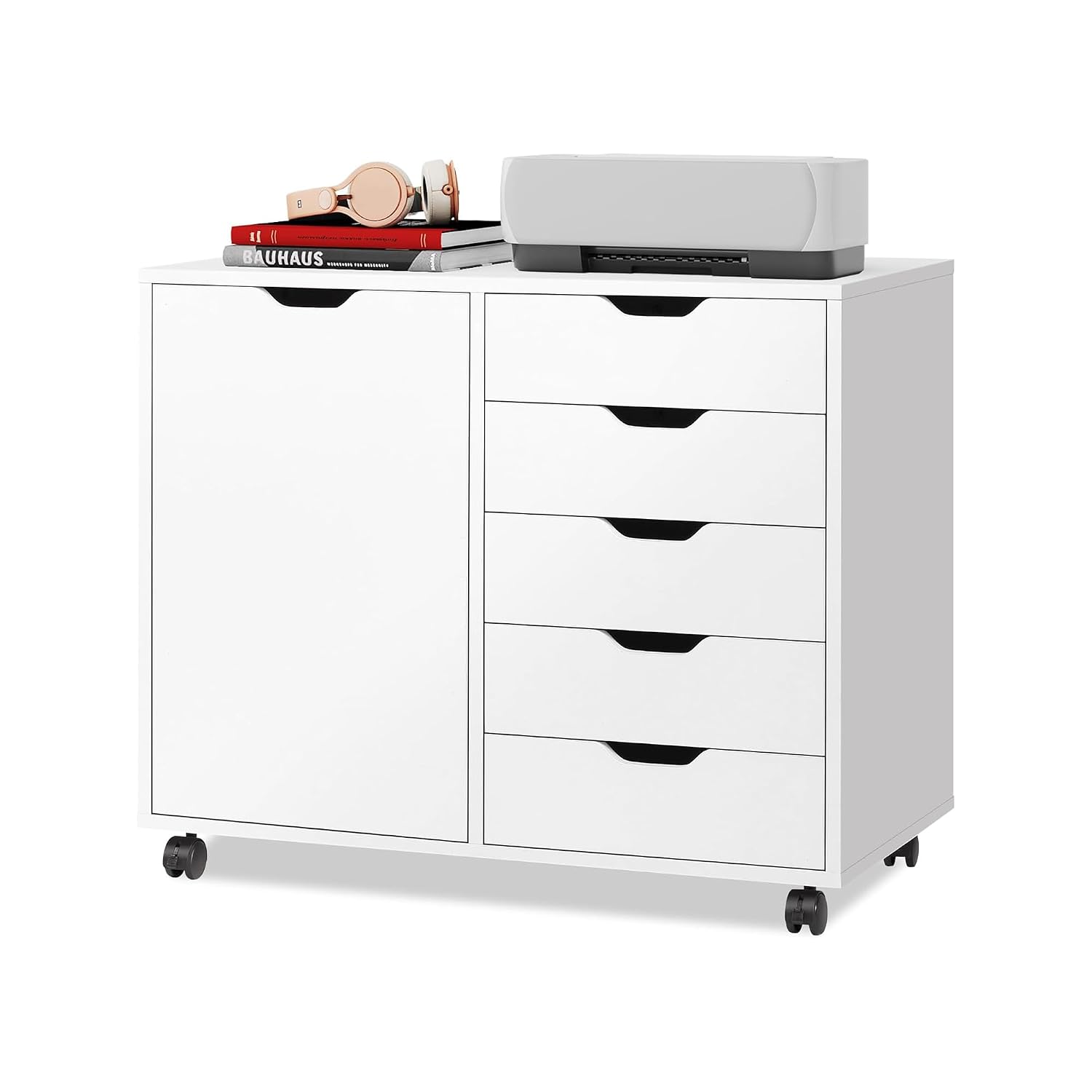 Office Furniture Custom - 5-Drawer Wood Drawer Cabinet, Office Storage