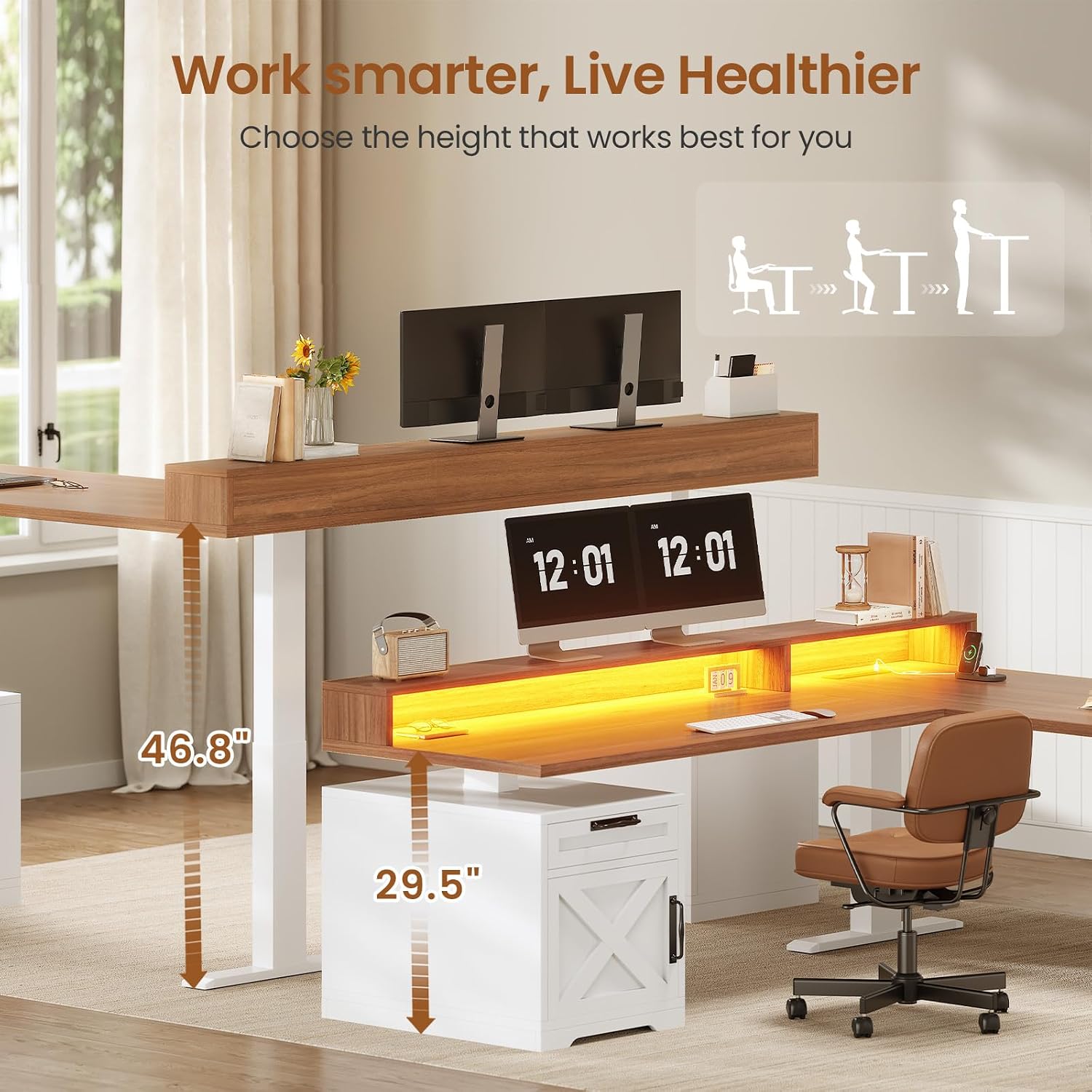 L Shaped Standing Desk Height  - Office Furniture Custom 评论和价格