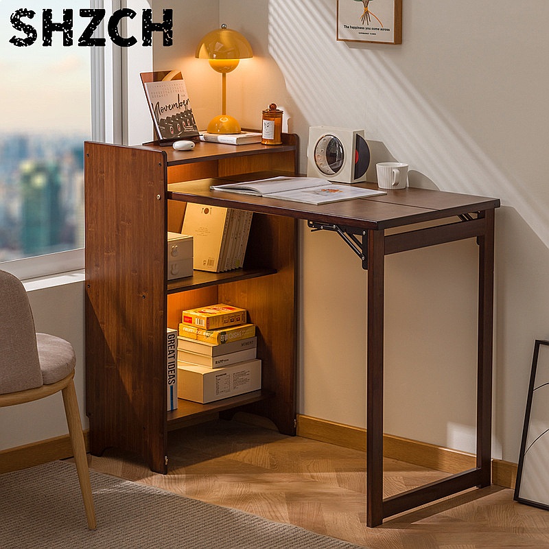 Bamboo Folding Desk with Books - Office Furniture For Small Spaces 评论和价格