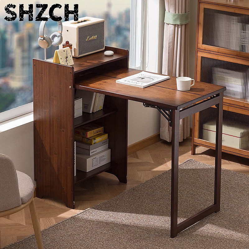 Bamboo Folding Desk with Books - Office Furniture For Small Spaces 评论和价格