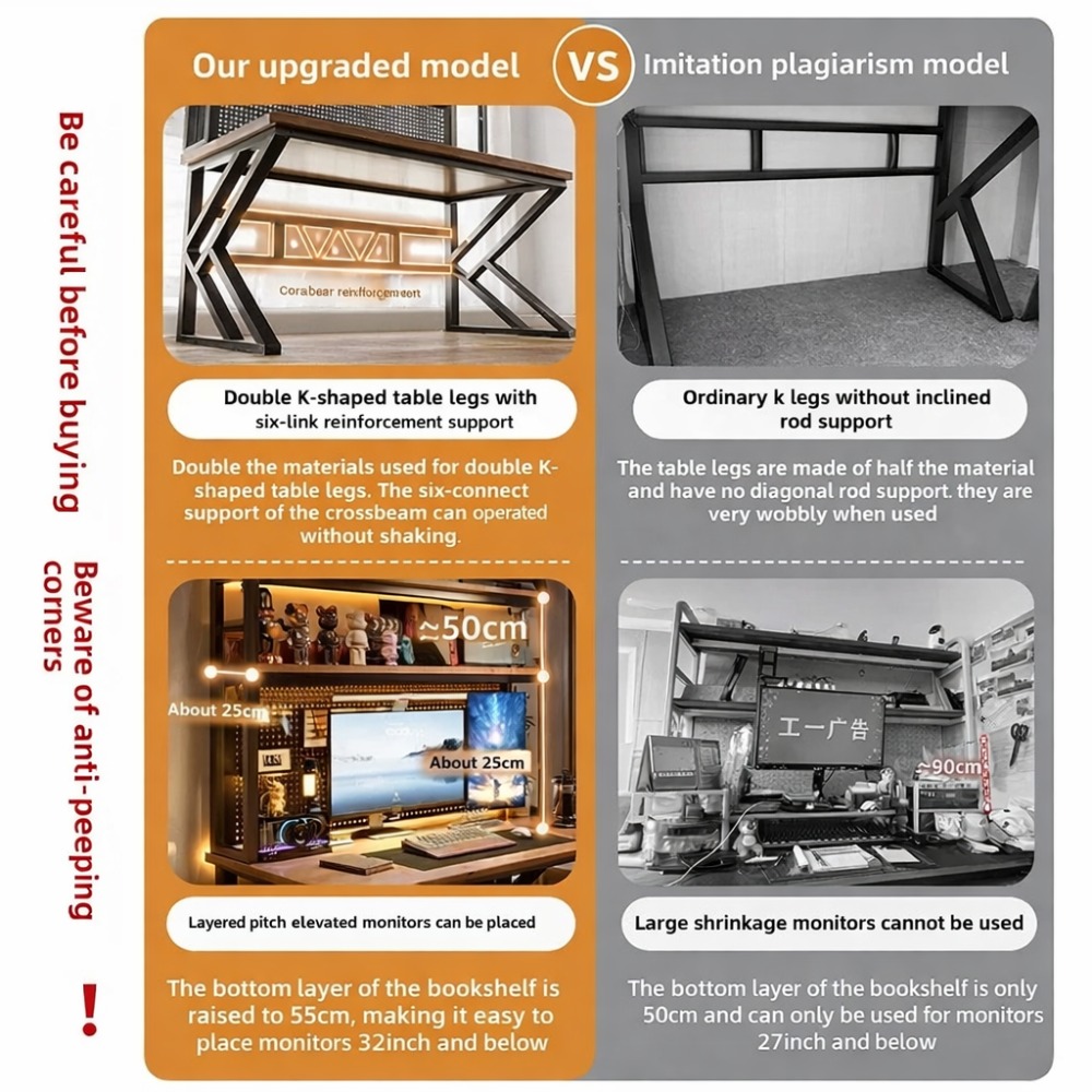 Gaming Desk with Bookshelf and - Office Furniture For Small Spaces 评论和价格