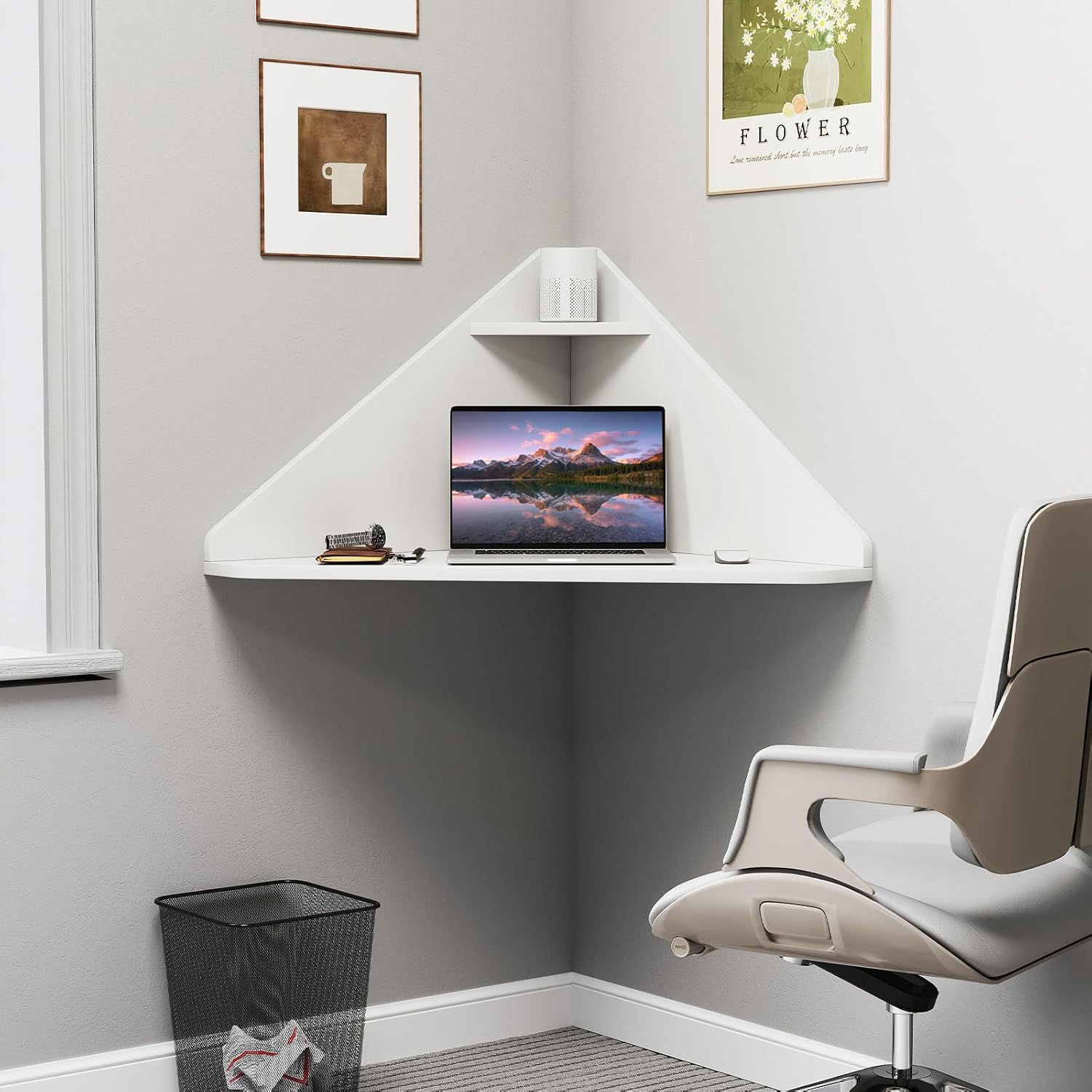 Floating Corner Desk Wall Moun - Office Furniture For Small Spaces 评论和价格